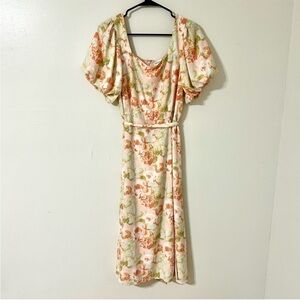 Gibson Latimer Baby Pink Floral Puff Sleeve Dress
